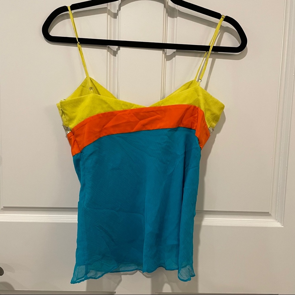 Bcbg Metallic Sequin Bright Color Block Top - image 8